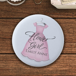Bóton Redondo 5.08cm Flower Girl Bonito Casamento Personalizado