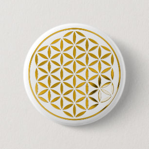 Bóton Redondo 5.08cm Flower Of Life - Gold 1 stamp