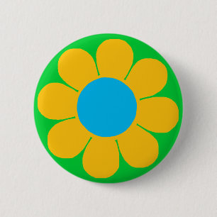 Bóton Redondo 5.08cm Flower power amarelo