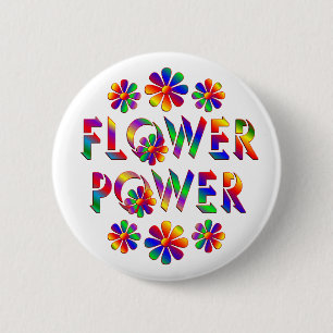 Bóton Redondo 5.08cm Flower power colorido arco-íris