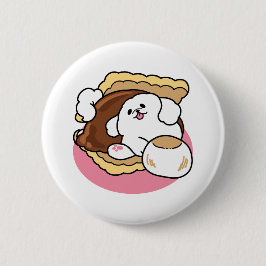 Bóton Redondo 5.08cm Fluffier Tha S’more - Cute Dog and Dessert Pun