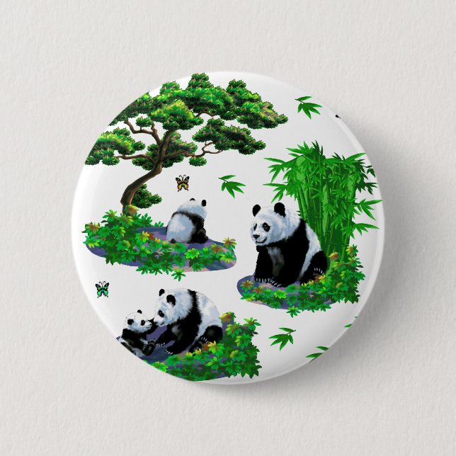 Bóton Redondo 5.08cm fofo Panda Cartoon (Frente)