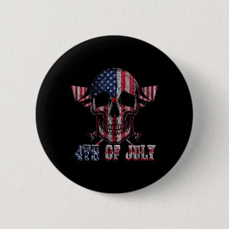 Bóton Redondo 5.08cm Fogos de Artifício Skull Dia da Independência Band