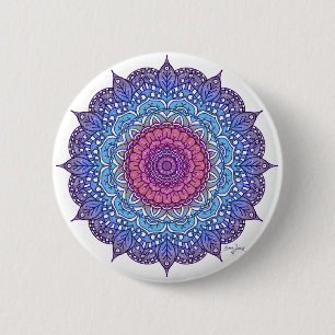 Bóton Redondo 5.08cm Folha de Flor Roxa Mandala