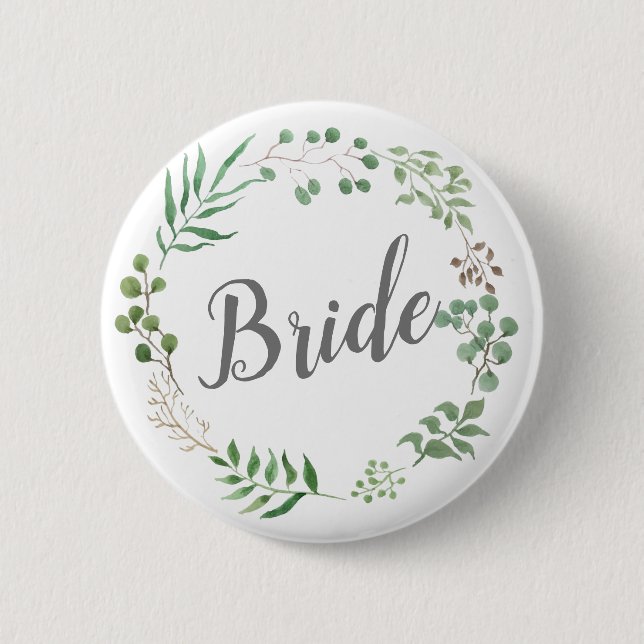 Bóton Redondo 5.08cm Folha Wreath Greenerescência Botânica | Noiva (Frente)