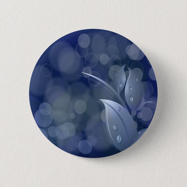 Bóton Redondo 5.08cm Folhas de Bokeh Azul (Frente)