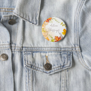 Bóton Redondo 5.08cm Folhas de mapeamento de outono com texto personali
