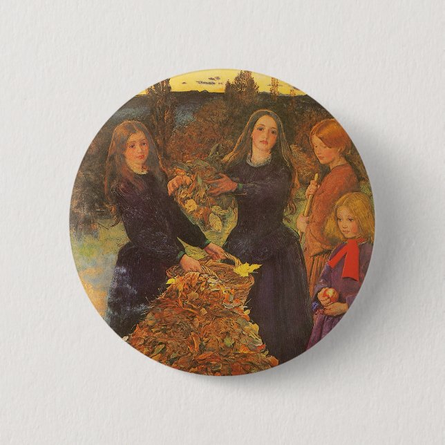 Bóton Redondo 5.08cm Folhas de Outono por Sir John Everett Millais (Frente)