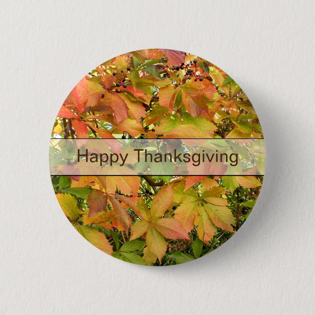 Bóton Redondo 5.08cm Folhas selvagens da vinha do outono (Frente)