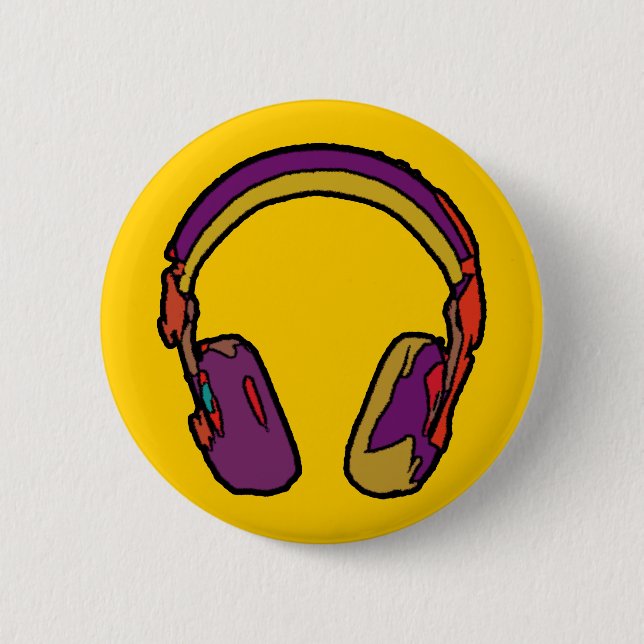 Bóton Redondo 5.08cm fone de ouvido dj a cores (Frente)