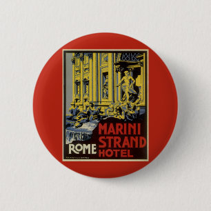 Bóton Redondo 5.08cm Fonte de Trevi Vintage, Hotel Marini Strand, Roma