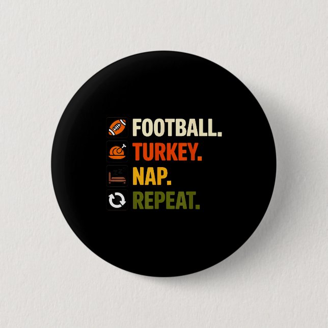 Bóton Redondo 5.08cm Football Turkey Thanksgiving For Kids Boys Men  (Frente)