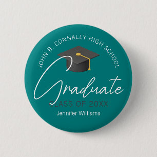 Bóton Redondo 5.08cm Formando Teal Moderno - Graduação Personalizada 20
