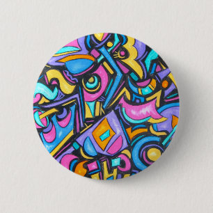Bóton Redondo 5.08cm Formas lunáticas corajosas coloridas Funky do