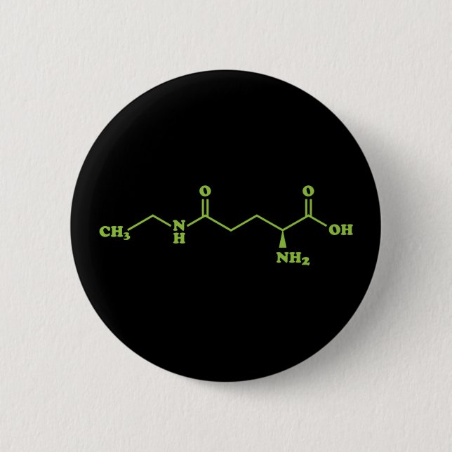 Bóton Redondo 5.08cm Fórmula Química Molecular da Teanina do Chá (Frente)