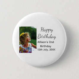 Bóton Redondo 5.08cm Foto: Apelido clássico moderno data feliz aniversá