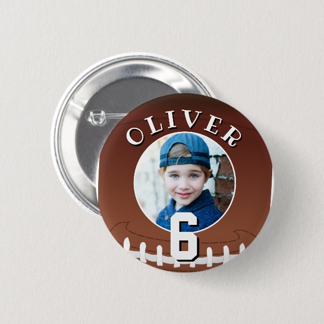 Bóton Redondo 5.08cm Foto da Era do Aniversário de criança de Futebol A (Frente & Verso)