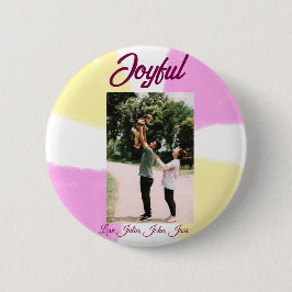 Bóton Redondo 5.08cm Foto da família de fotos, cor-de-rosa amarela e al