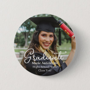 Bóton Redondo 5.08cm Foto de Graduação Moderna Personalizada