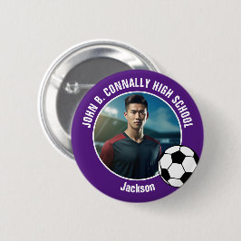 Bóton Redondo 5.08cm Foto de jogador de futebol roxo Espírito de escola