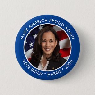 Bóton Redondo 5.08cm Foto de Kamala Harris 2020 Collectible Keepsaokie