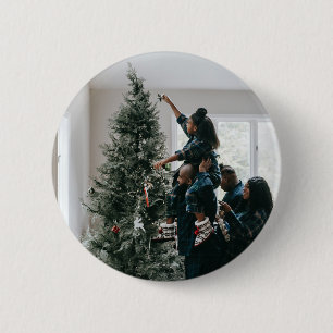 Bóton Redondo 5.08cm Foto de Natal Personalizada da Família