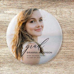 Bóton Redondo 5.08cm Foto minimalista de script moderno simples de form