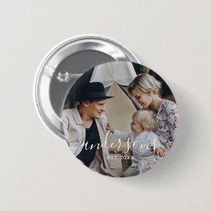 Bóton Redondo 5.08cm Foto personalizada com nome de família e ano esta