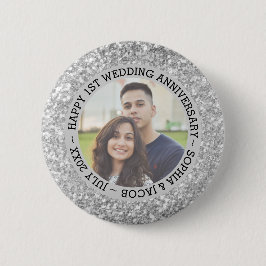 Bóton Redondo 5.08cm Foto personalizada de aniversário de casamento