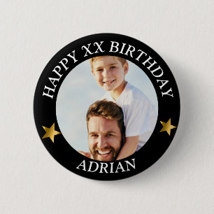 Bóton Redondo 5.08cm Foto Personalizada de Aniversário Feliz e Nome Ida