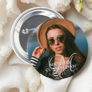 Bóton Redondo 5.08cm Foto Personalizada Simples de Memorial Funeral Clá