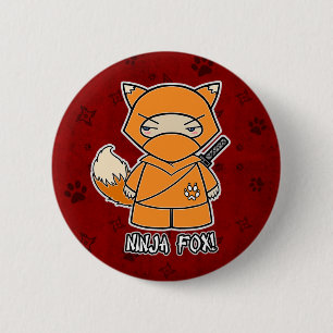 Bóton Redondo 5.08cm Fox de Ninja! No botão vermelho