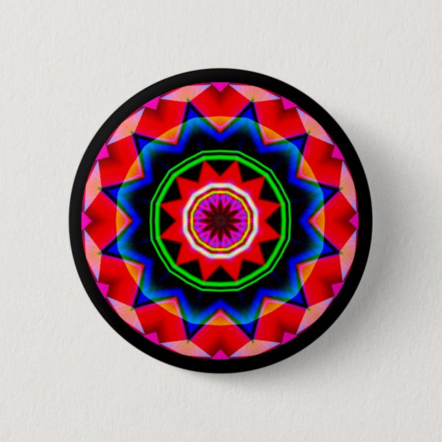 Bóton Redondo 5.08cm Fractal Mandala (Frente)