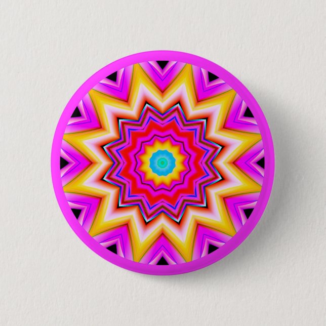Bóton Redondo 5.08cm Fractal Mandala (Frente)