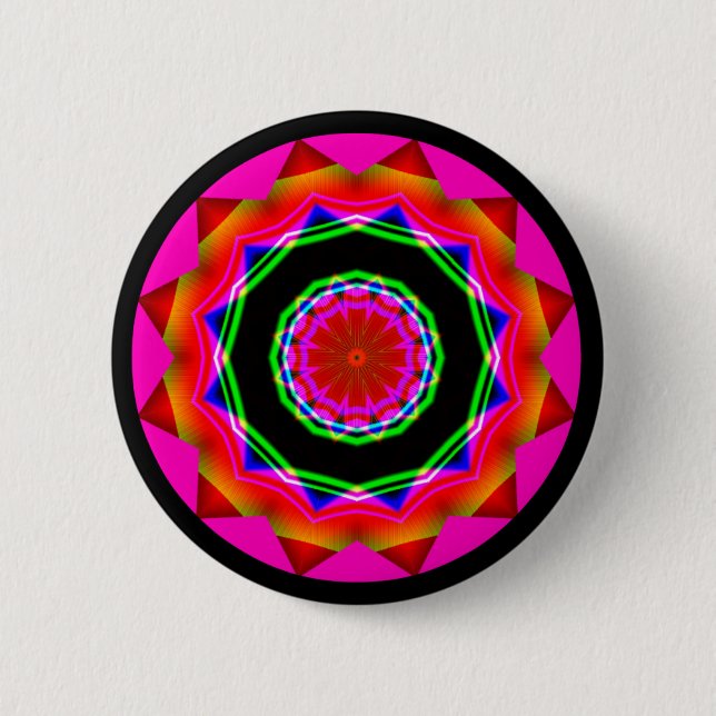 Bóton Redondo 5.08cm Fractal Mandala (Frente)