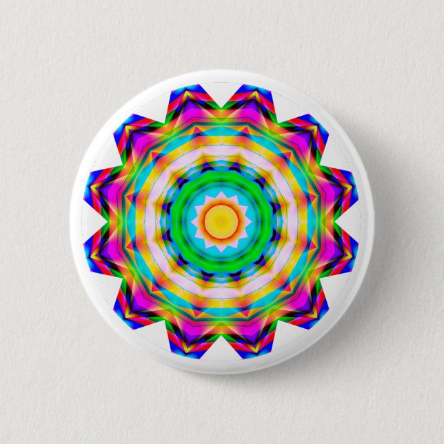 Bóton Redondo 5.08cm Fractal Mandala (Frente)