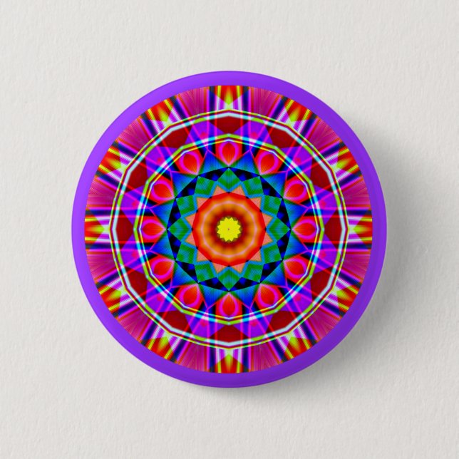 Bóton Redondo 5.08cm Fractal Mandala (Frente)