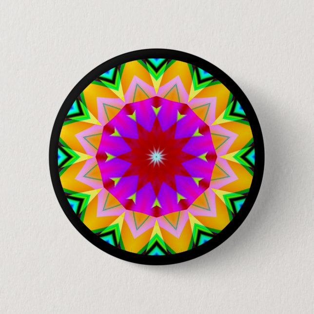 Bóton Redondo 5.08cm Fractal Mandala (Frente)