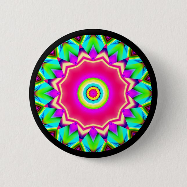 Bóton Redondo 5.08cm Fractal Mandala (Frente)