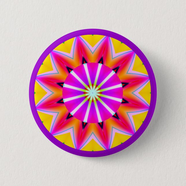 Bóton Redondo 5.08cm Fractal Mandala - Personalizado (Frente)