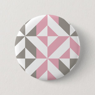 Bóton Redondo 5.08cm Framboesa rosa e ZigZag geométrica prateada