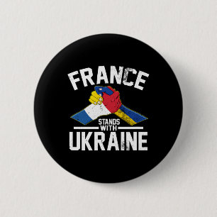 Bóton Redondo 5.08cm França Fica Com a Ucrânia Bandeira Francesa Ucrani