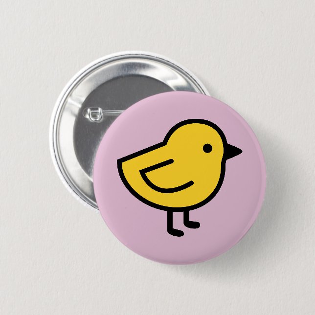 Bóton Redondo 5.08cm Frango Amarelo Em Um Rosa (Frente & Verso)