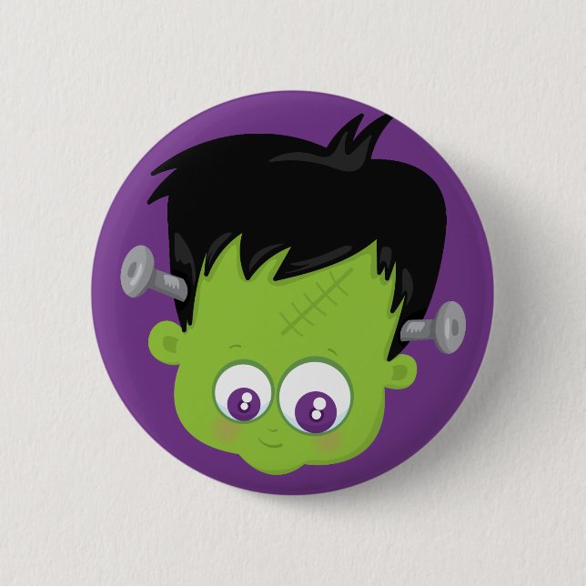 Bóton Redondo 5.08cm Frankenstein desenho animado Halloween Roxo Divers (Frente)