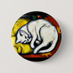 Bóton Redondo 5.08cm Franz Marc - O Gato Branco, pintura de arte,