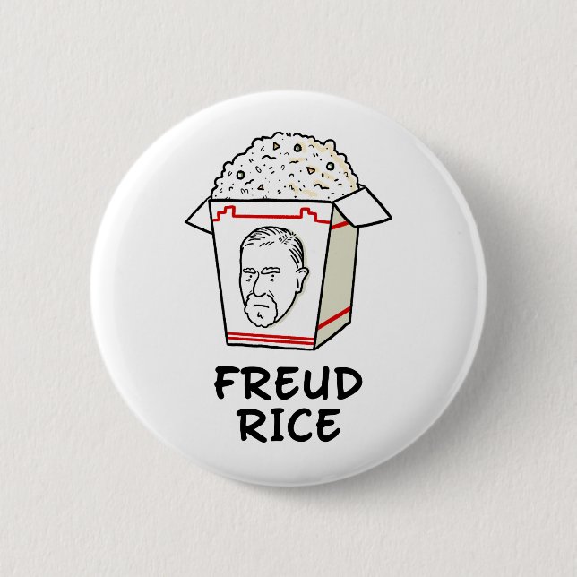 Bóton Redondo 5.08cm Freud Rice Comida Psychology Pun (Frente)
