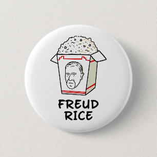 Bóton Redondo 5.08cm Freud Rice Comida Psychology Pun