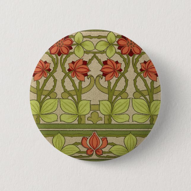 Bóton Redondo 5.08cm Frieze Border Art Nouveau Floral (Frente)