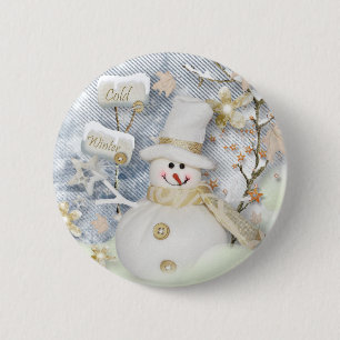 Bóton Redondo 5.08cm Frio Winter Snowman