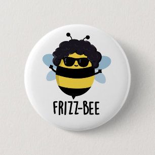 Bóton Redondo 5.08cm Frizz-Bee Engraçado Afro Bee Pun